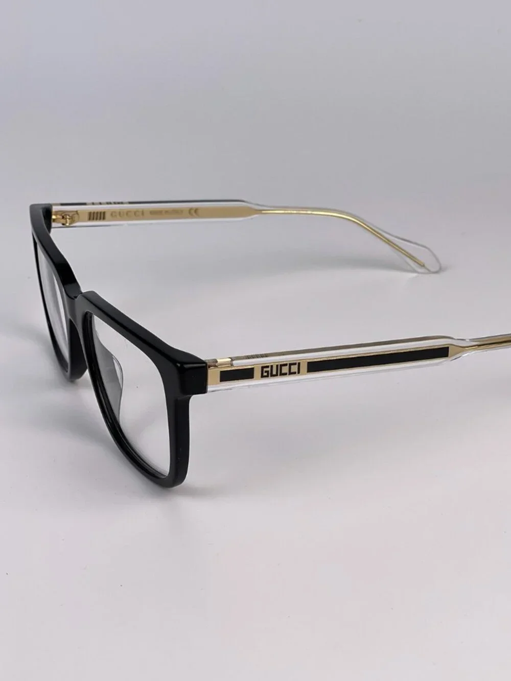 GUCCI GG0560O 005 BLACK GOLD CRYSTAL SQUARE EYEGLASSES